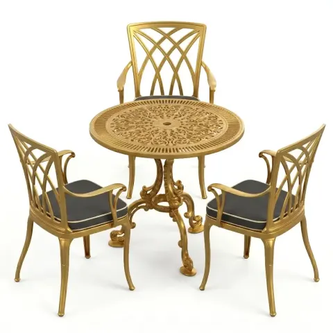 Y: 73 cm 3 Seater Aluminum Die Casting Table Chair Set Akbrella World AKB-854