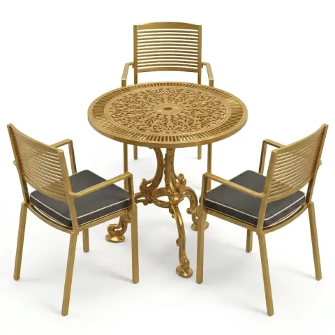 Y: 73 cm 3 Seater Aluminum Die Casting Table Chair Set Akbrella World AKB-855