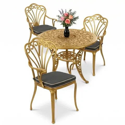 Y: 73 cm 3 Seater Aluminum Die Casting Table Chair Set Akbrella World AKB-857