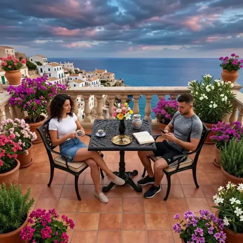 2 Seater Aluminum Die Casting Table Chair Set Akbrella World AKB-849 – Wrought iron square on black balcony