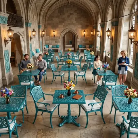 2 Seater Aluminum Die Casting Table Chair Set Akbrella World AKB-849 – Wrought iron square turquoise café