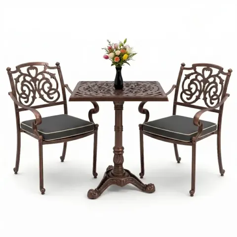 Y:76 cm 2 Seater Aluminum Die Casting Table Chair Set Akbrella World AKB-848