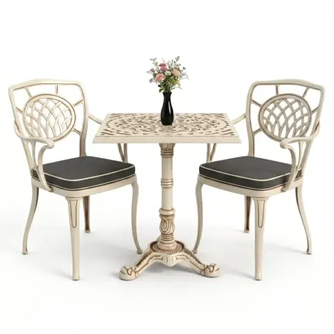 Y:76 cm 2 Seater Aluminum Die Casting Table Chair Set Akbrella World AKB-844