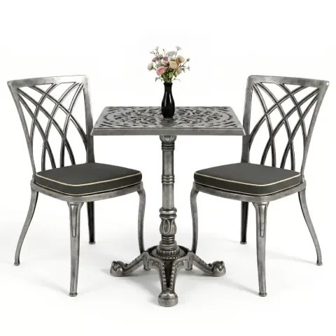 Y:76 cm 2 Seater Aluminum Die Casting Table Chair Set Akbrella World AKB-845