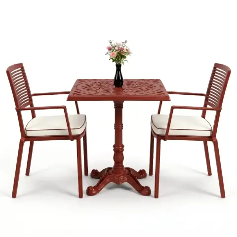 Y:76 cm 2 Seater Aluminum Die Casting Table Chair Set Akbrella World AKB-847