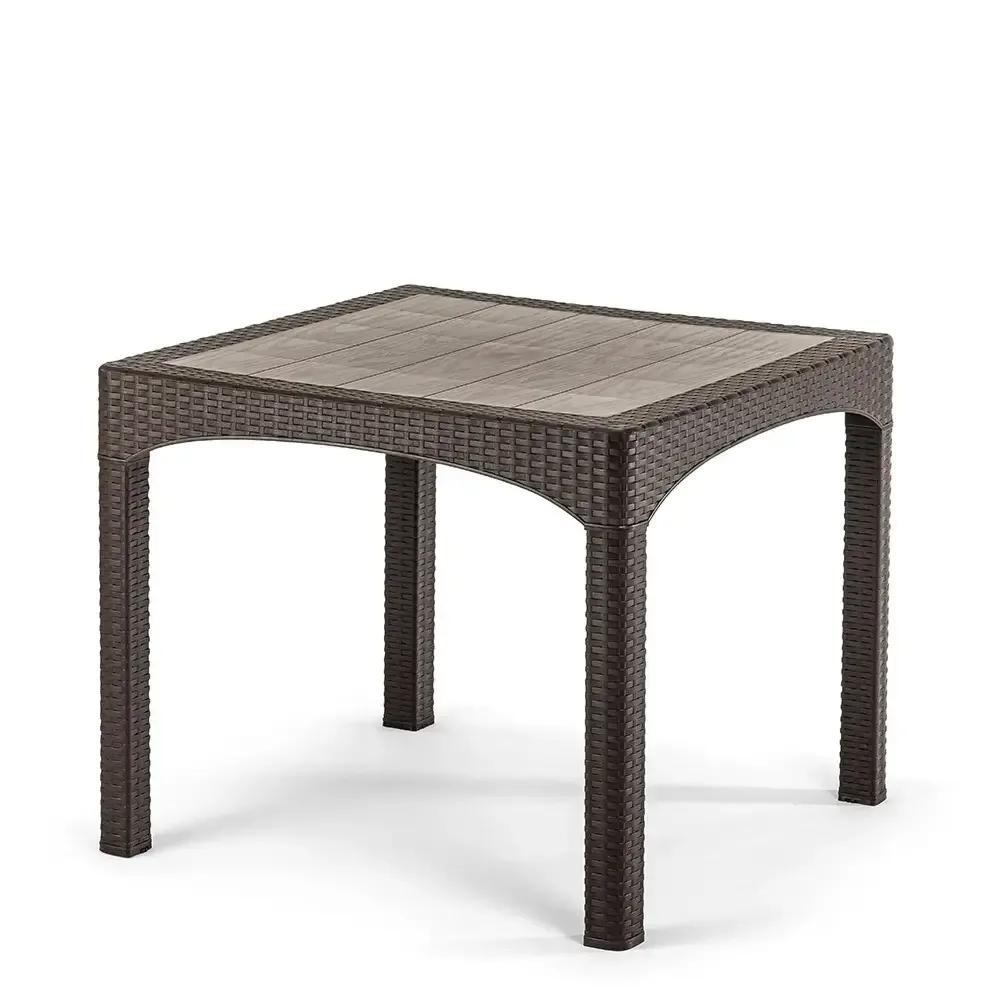 Brown Square Plastic Rattan Table 2574 Akbrella World AKB-781