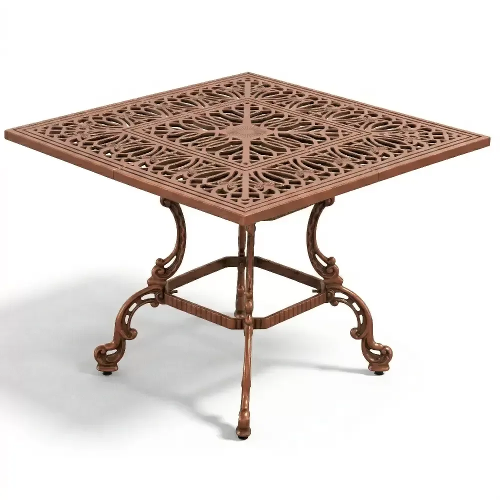 Square Aluminum Cast Wrought Iron Table 100x100 cm (CAS 340) Akbrella World AKB-724