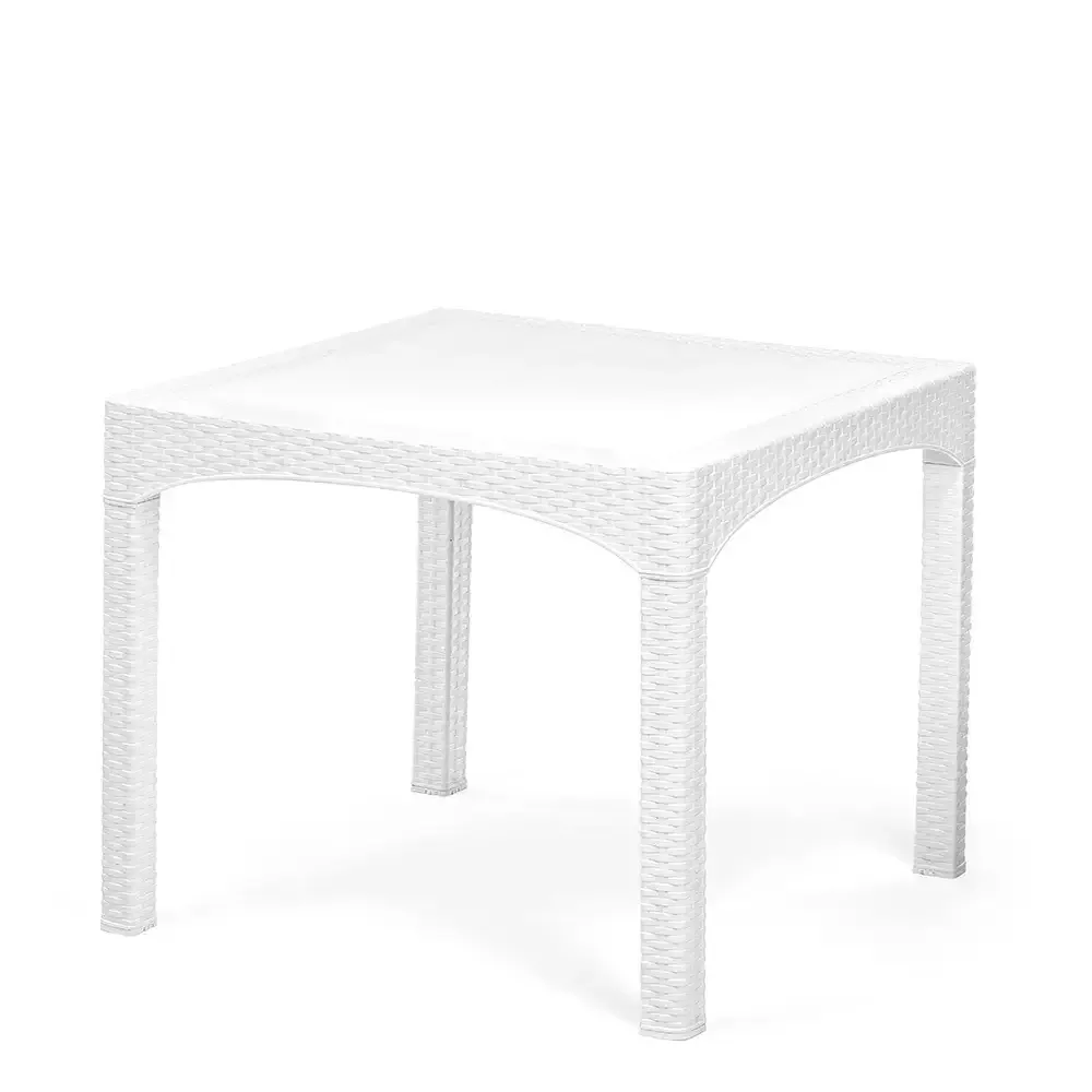 Square White Rattan Plastic Table 2574 Akbrella World AKB-779