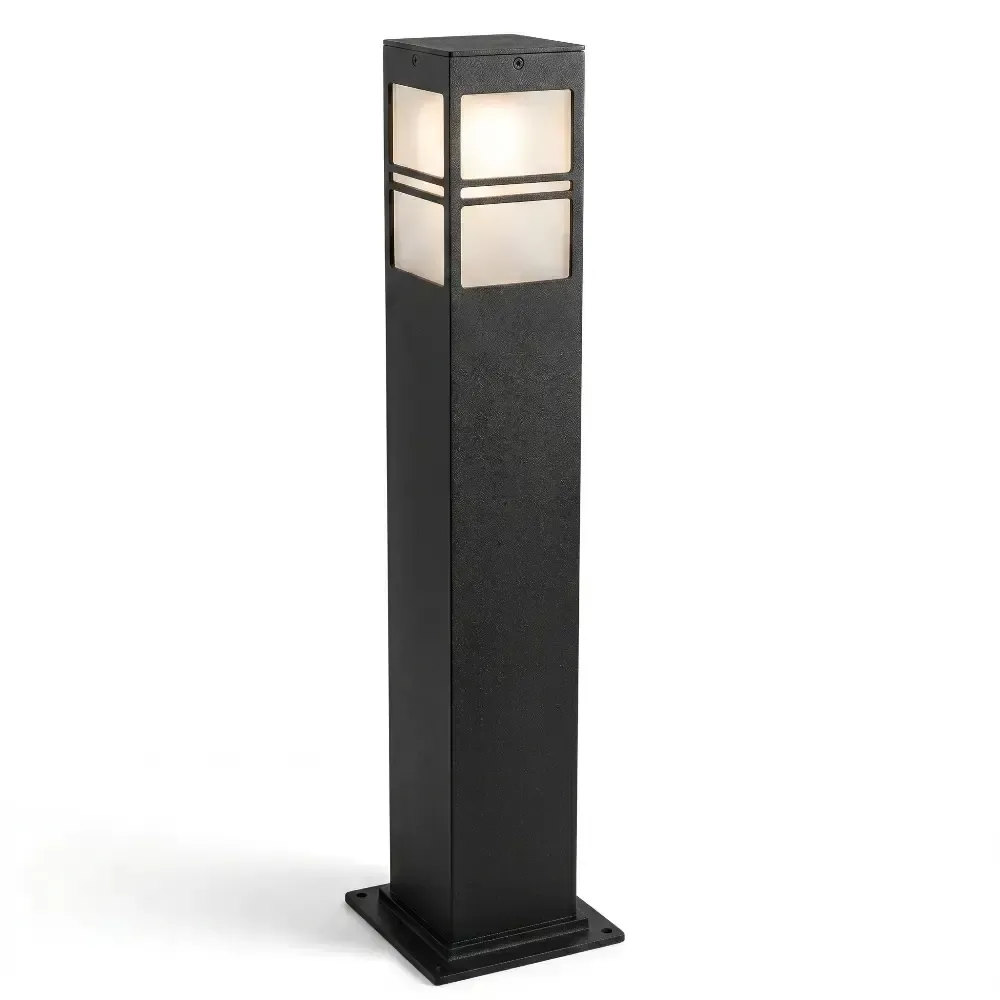 Төртбұрышты, заманауи қара бақша шам бағанасы 75x12 cm Akbrella World AKB-434