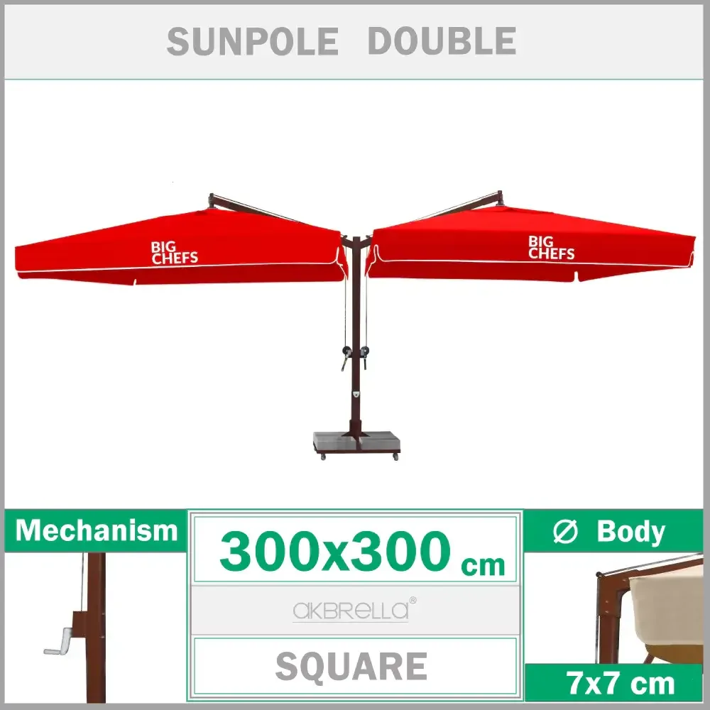 M 90x90mm Aluminium Body Doppelkopf Sonnenschirm Akbrella World AKB-60