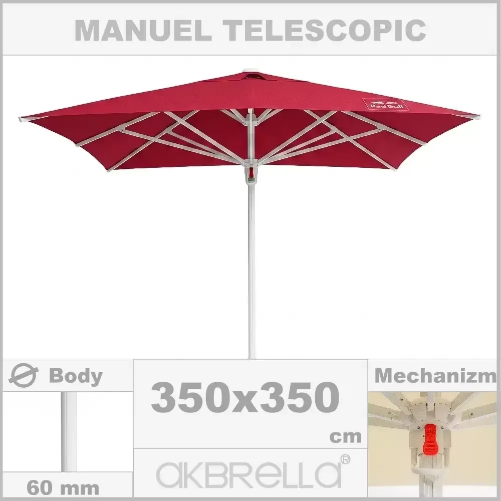 Қолмен телескопиялық бақша қолшатыры бар ілмек 350x350cm Akbrella World AKB-80