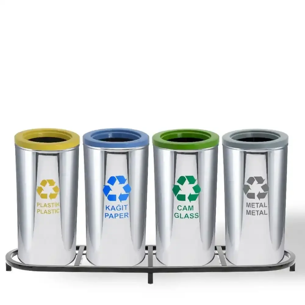 Papier de recyclage en acier inoxydable pour 4 pièces 35x136x66 cm Akbrella World AKB-641