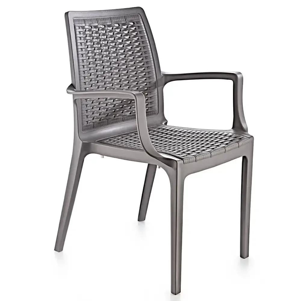 S Brown Rattan Plastikstuhl mit Armlehnen 2524 Akbrella World AKB-769