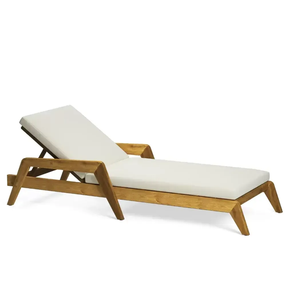 Vella Iroko ағаштан жасалатын шезлонг, артқы жағы реттелетін Akbrella World AKB-708