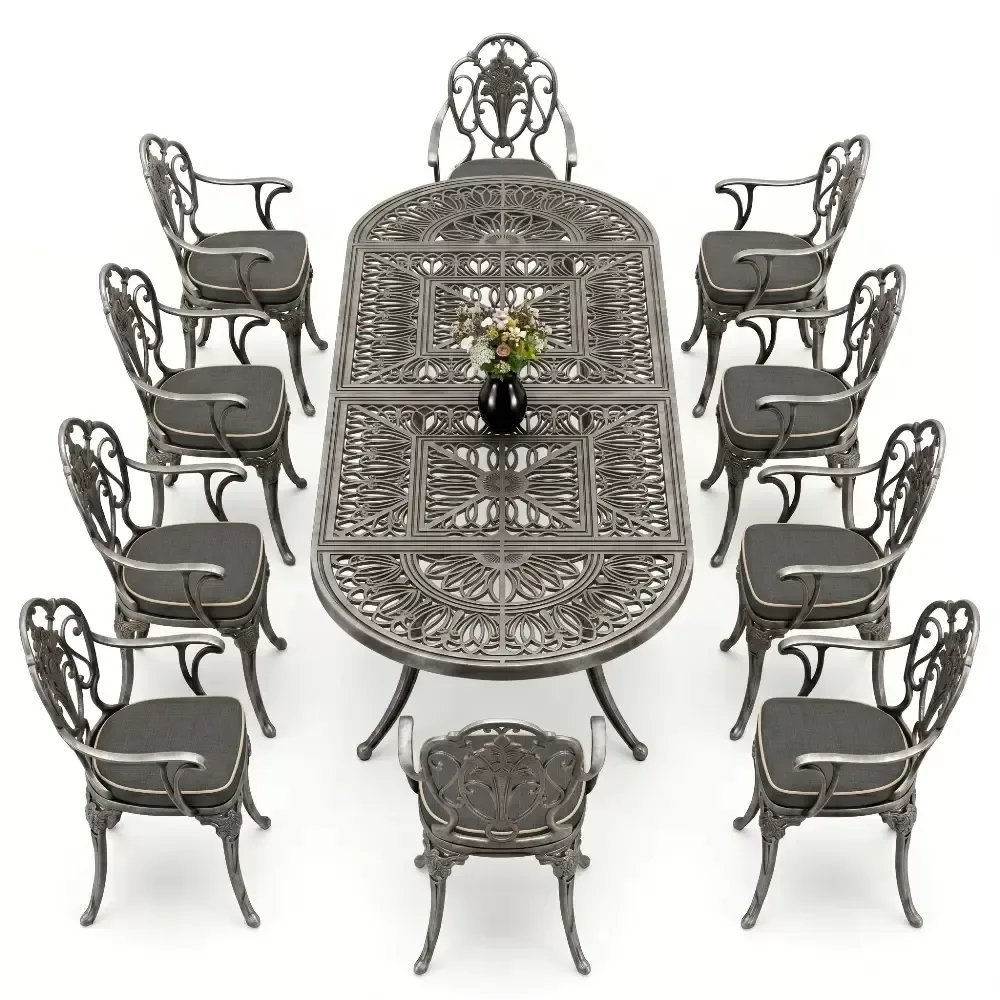 Y: 72 cm 10 Seater Aluminum Die Casting Table Chair Set Akbrella World AKB-1061