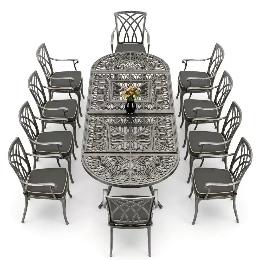 Y: 72 cm 10 Seater Aluminum Die Casting Table Chair Set Akbrella World AKB-1063