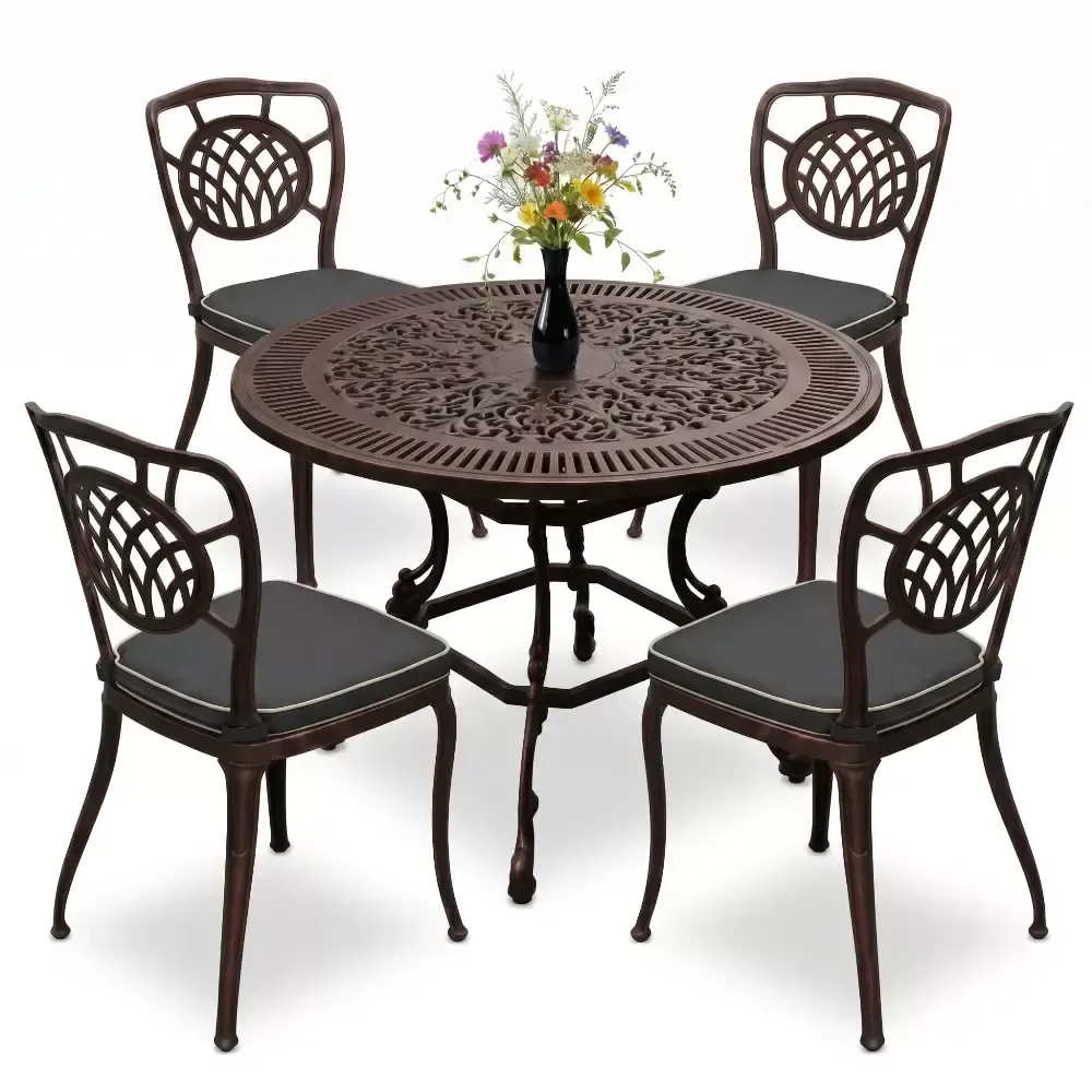 Y: 72 cm 4 Seater Aluminum Die Casting Table Chair Set Akbrella World AKB-874