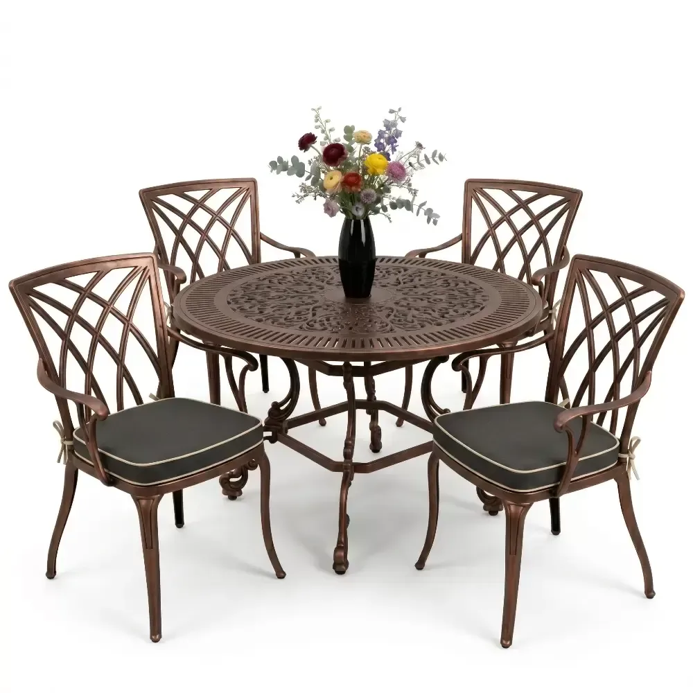Y: 72 cm 4 Seater Aluminum Die Casting Table Chair Set Akbrella World AKB-875