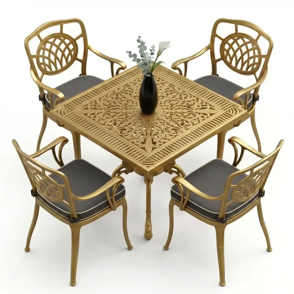 Y: 72 cm 4 Seater Aluminum Die Casting Table Chair Set Akbrella World AKB-865