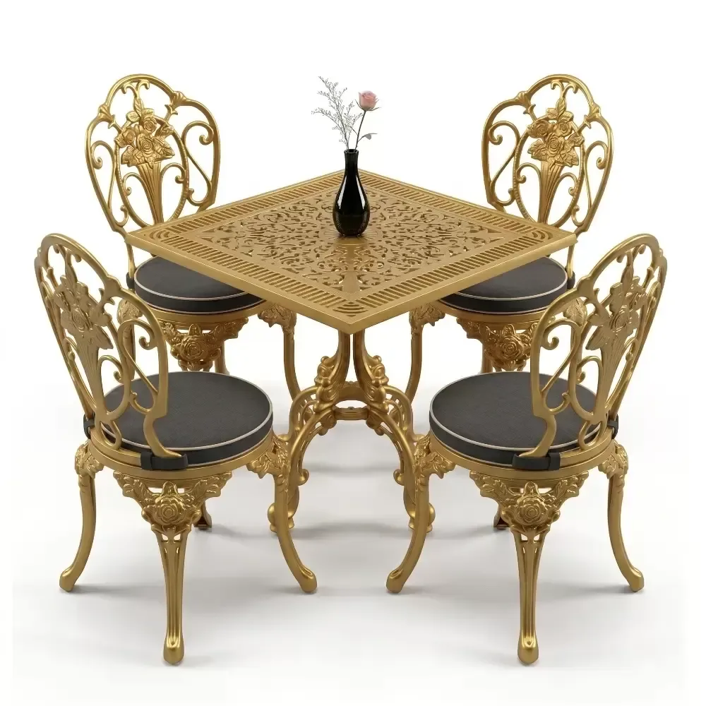 Y: 72 cm 4 Seater Aluminum Die Casting Table Chair Set Akbrella World AKB-867