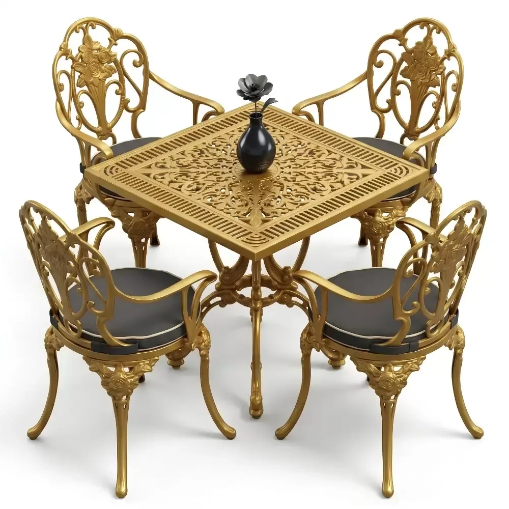 Y: 72 cm 4 Seater Aluminum Die Casting Table Chair Set Akbrella World AKB-868