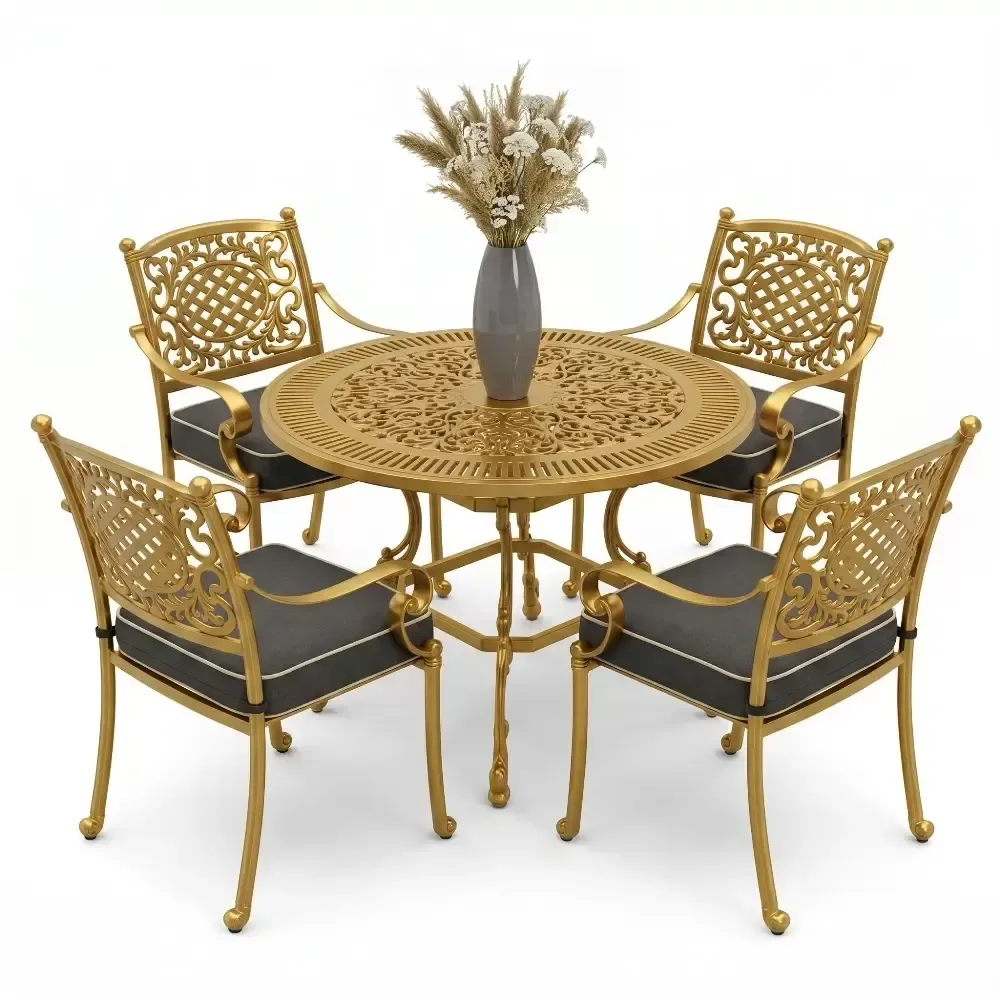 Y: 72 cm 4 Seater Aluminum Die Casting Table Chair Set Akbrella World AKB-870
