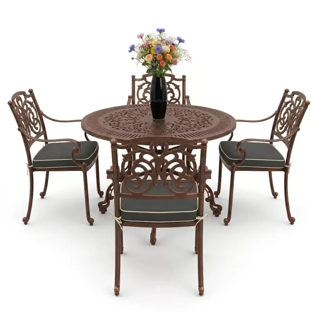Y: 72 cm 4 Seater Aluminum Die Casting Table Chair Set Akbrella World AKB-871