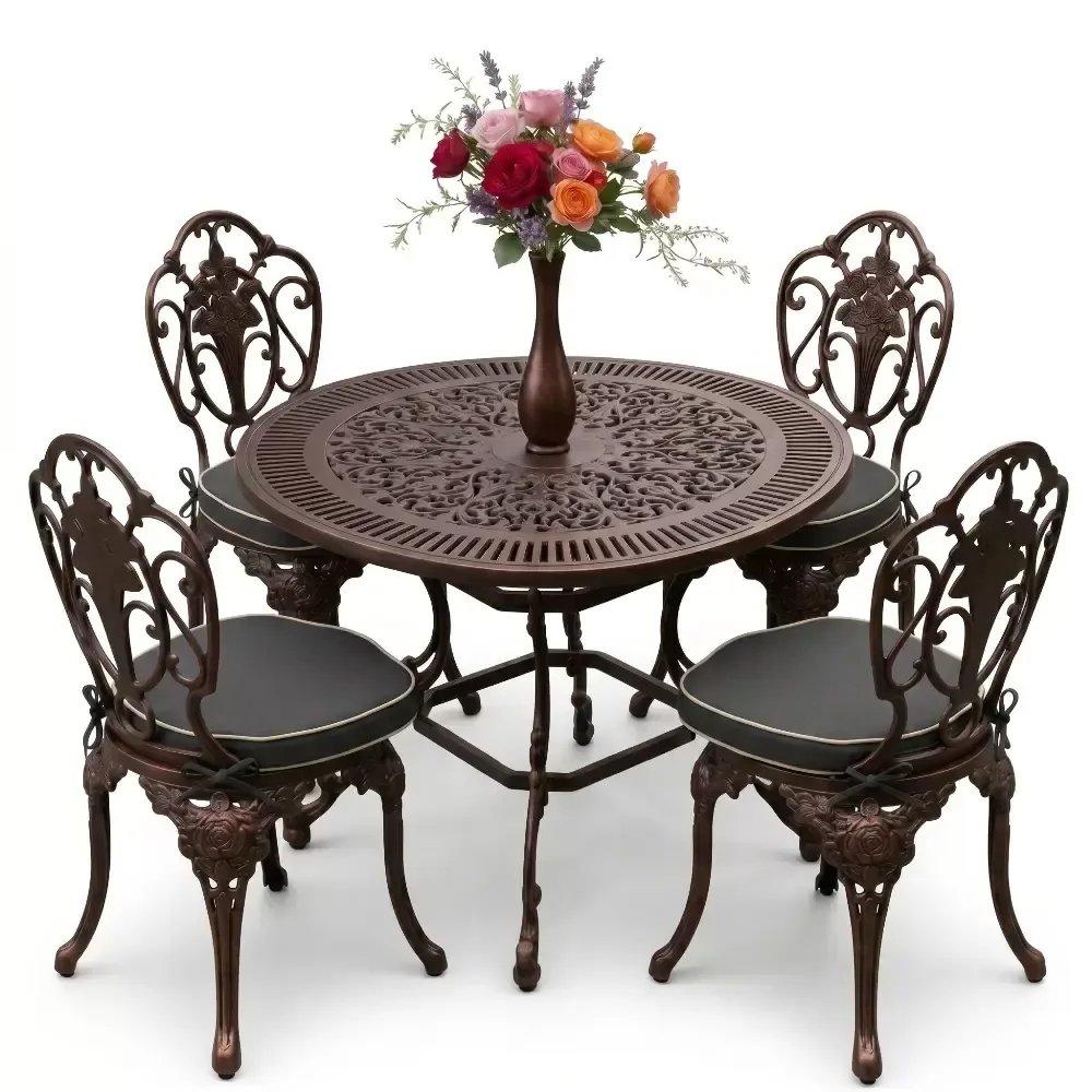 Y: 72 cm 4 Seater Aluminum Die Casting Table Chair Set Akbrella World AKB-872