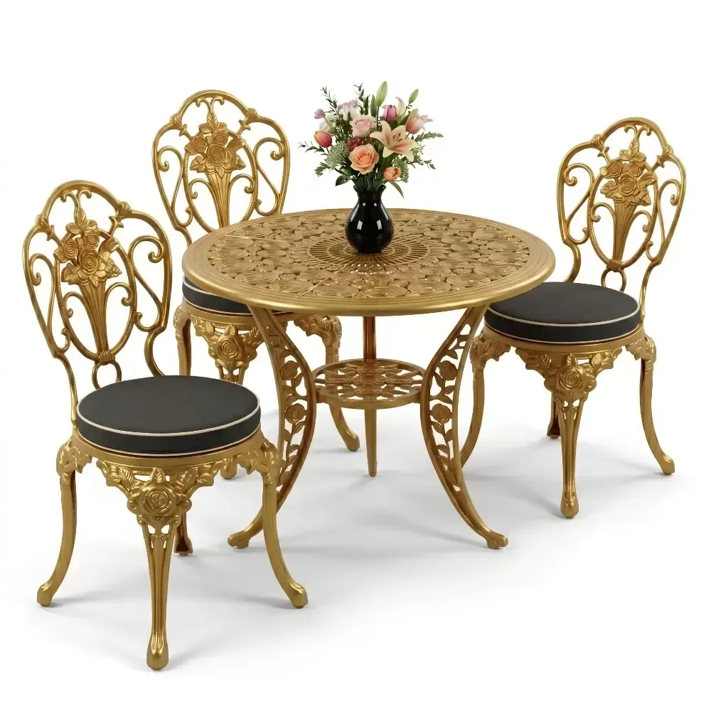 Y:73 cm 3 Seater Aluminum Die Casting Table Chair Set Akbrella World AKB-858