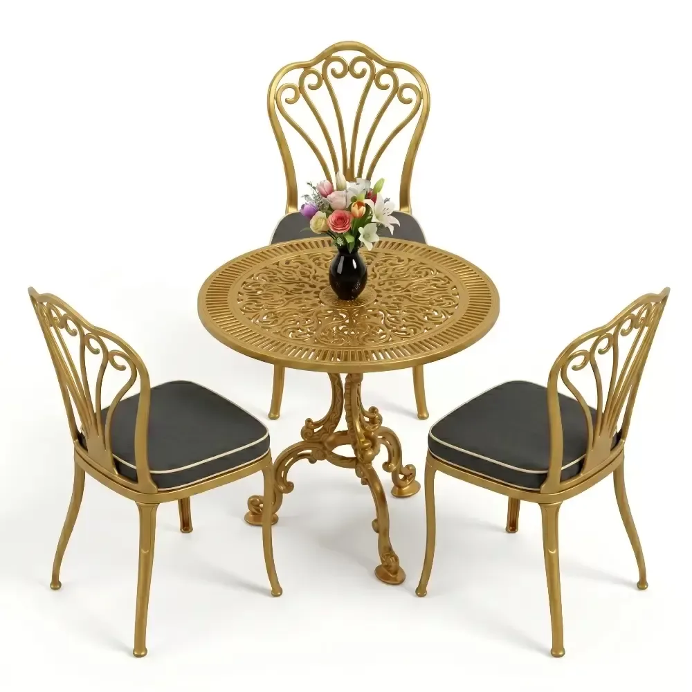 Y: 73 cm 3 Seater Aluminum Die Casting Table Chair Set Akbrella World AKB-850