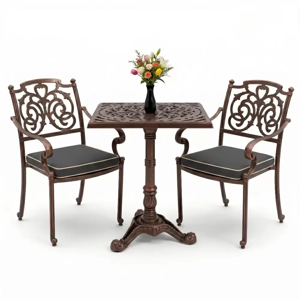 Y:76 cm 2 Seater Aluminum Die Casting Table Chair Set Akbrella World AKB-848