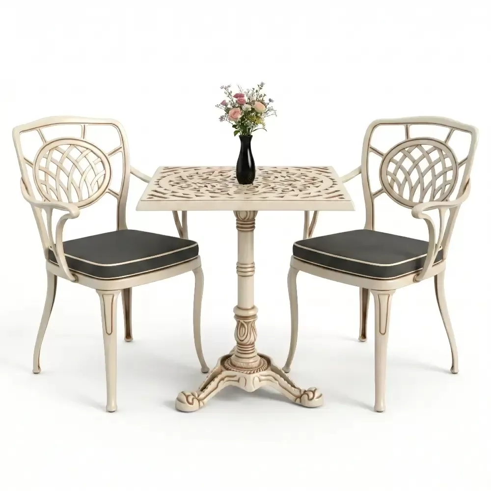 Y:76 cm 2 Seater Aluminum Die Casting Table Chair Set Akbrella World AKB-844